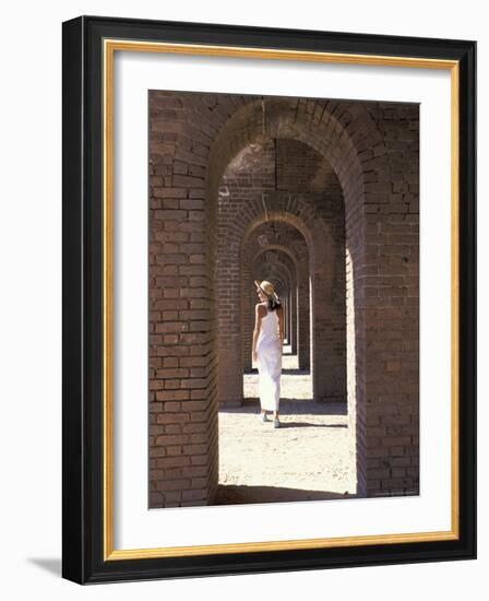 Woman at Fort Jefferson, Garden Key, Dry Tortugas, Florida, USA-Greg Johnston-Framed Photographic Print