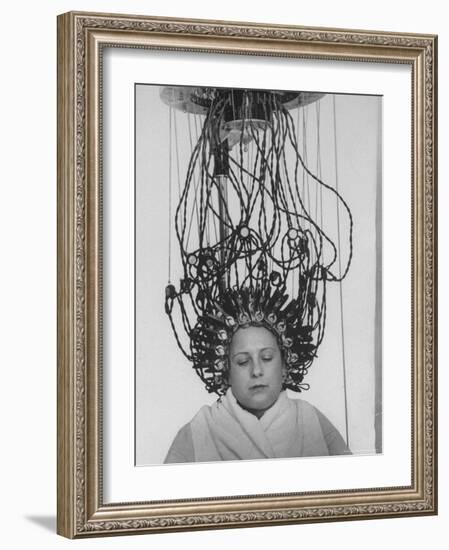 Woman at Hairdressing Salon Getting a Permanent Wave-Alfred Eisenstaedt-Framed Photographic Print