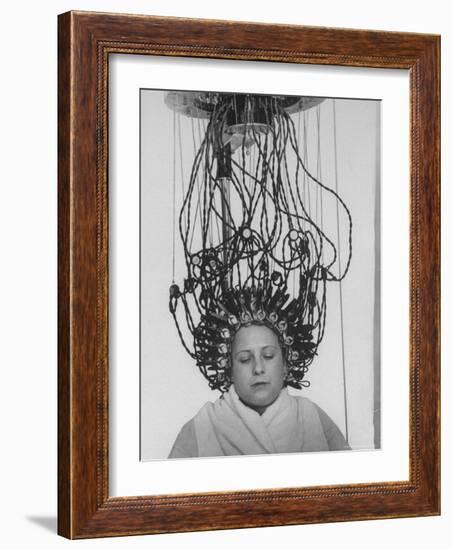 Woman at Hairdressing Salon Getting a Permanent Wave-Alfred Eisenstaedt-Framed Photographic Print