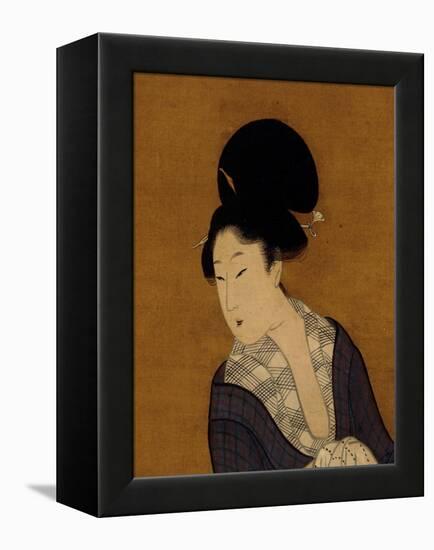 Woman at Her Morning Toilette, a Hanging Scroll Painting-Kitagawa Utamaro-Framed Stretched Canvas