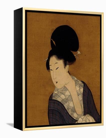 Woman at Her Morning Toilette, a Hanging Scroll Painting-Kitagawa Utamaro-Framed Stretched Canvas