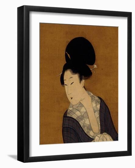 Woman at Her Morning Toilette, a Hanging Scroll Painting-Kitagawa Utamaro-Framed Art Print
