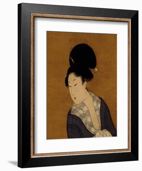 Woman at Her Morning Toilette, a Hanging Scroll Painting-Kitagawa Utamaro-Framed Premium Giclee Print