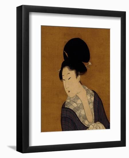 Woman at Her Morning Toilette, a Hanging Scroll Painting-Kitagawa Utamaro-Framed Premium Giclee Print