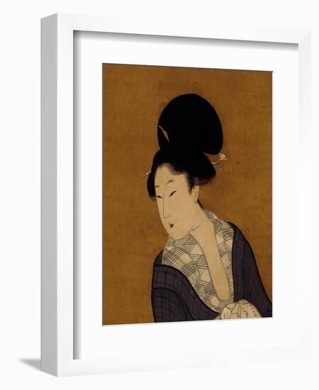 Woman at Her Morning Toilette, a Hanging Scroll Painting-Kitagawa Utamaro-Framed Premium Giclee Print