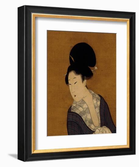 Woman at Her Morning Toilette, a Hanging Scroll Painting-Kitagawa Utamaro-Framed Premium Giclee Print