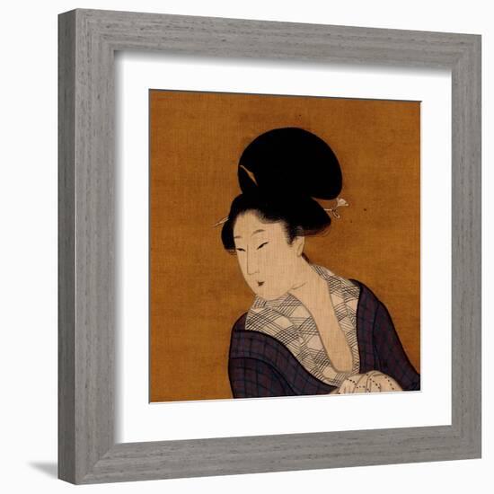 Woman at Her Morning Toilette, a Hanging Scroll Painting-Kitagawa Utamaro-Framed Art Print