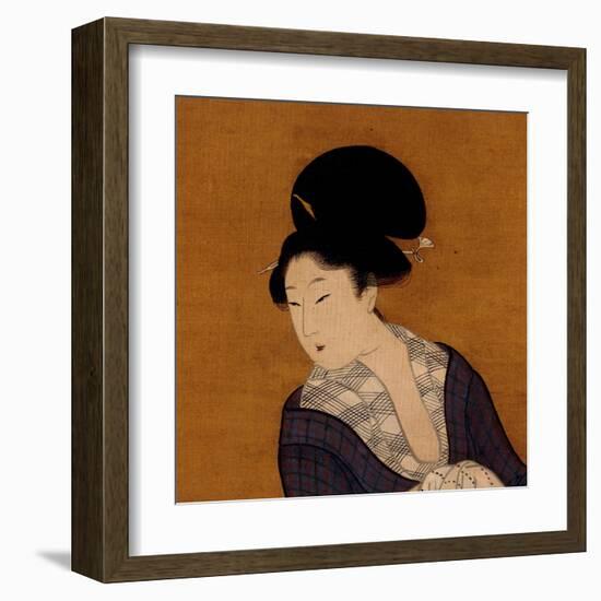 Woman at Her Morning Toilette, a Hanging Scroll Painting-Kitagawa Utamaro-Framed Art Print