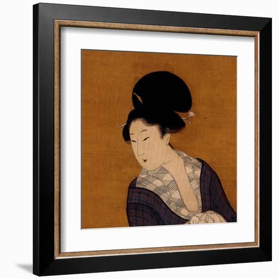 Woman at Her Morning Toilette, a Hanging Scroll Painting-Kitagawa Utamaro-Framed Art Print