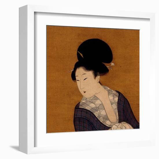 Woman at Her Morning Toilette, a Hanging Scroll Painting-Kitagawa Utamaro-Framed Art Print