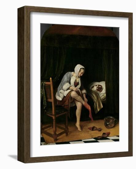 Woman at Her Toilet, 1655-60-Jan Steen-Framed Art Print