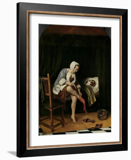 Woman at Her Toilet, 1655-60-Jan Steen-Framed Art Print