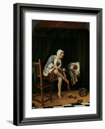 Woman at Her Toilet, 1655-60-Jan Steen-Framed Art Print