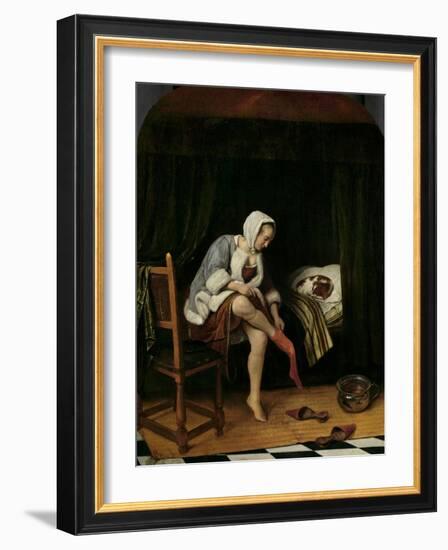 Woman at Her Toilet, 1655-60-Jan Steen-Framed Art Print