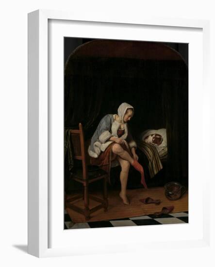 Woman at her Toilet, 1655-60-Jan Havicksz. Steen-Framed Giclee Print