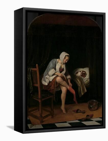 Woman at her Toilet, 1655-60-Jan Havicksz. Steen-Framed Premier Image Canvas