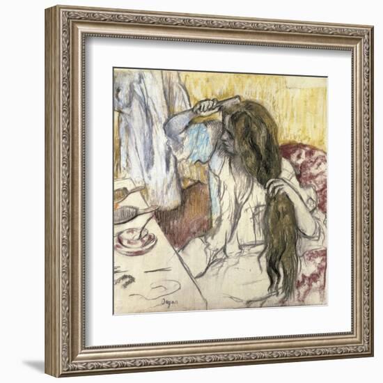 Woman at Her Toilet-Edgar Degas-Framed Art Print