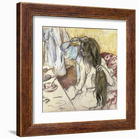 Woman at Her Toilet-Edgar Degas-Framed Art Print