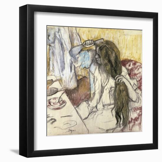 Woman at Her Toilet-Edgar Degas-Framed Art Print