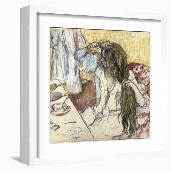 Woman at Her Toilet-Edgar Degas-Framed Art Print