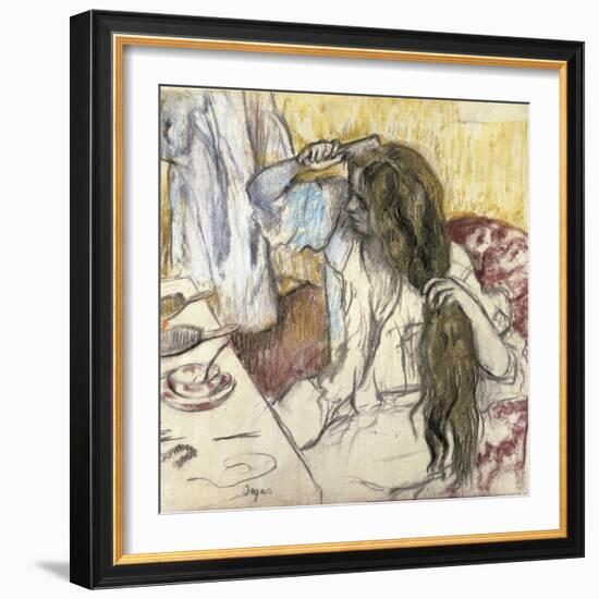 Woman at Her Toilet-Edgar Degas-Framed Art Print