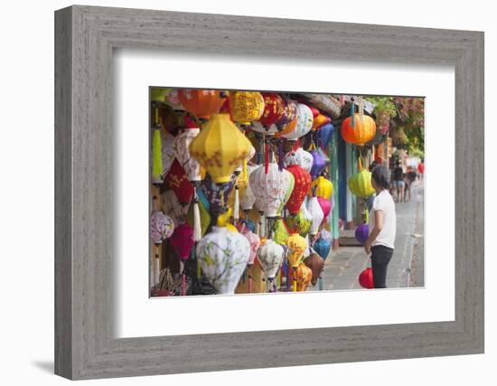 Woman at Lantern Shop, Hoi An, Quang Nam, Vietnam, Indochina, Southeast Asia, Asia-Ian Trower-Framed Photographic Print