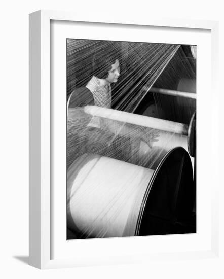 Woman at Loom at American Woolen Mills-Margaret Bourke-White-Framed Photographic Print