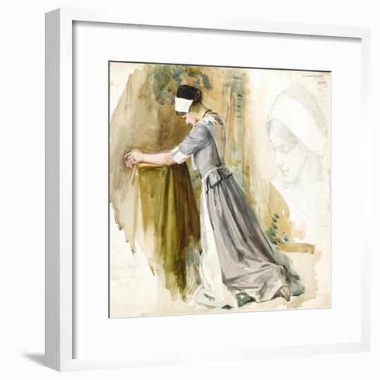 Woman at Prayer, c.1917-English School-Framed Giclee Print