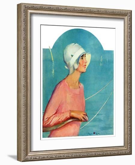 "Woman at the Rudder,"August 17, 1929-Penrhyn Stanlaws-Framed Giclee Print