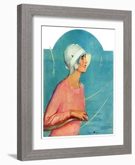 "Woman at the Rudder,"August 17, 1929-Penrhyn Stanlaws-Framed Giclee Print