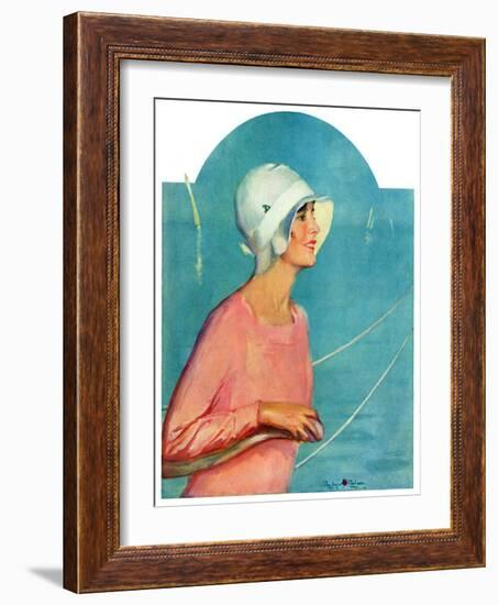 "Woman at the Rudder,"August 17, 1929-Penrhyn Stanlaws-Framed Giclee Print