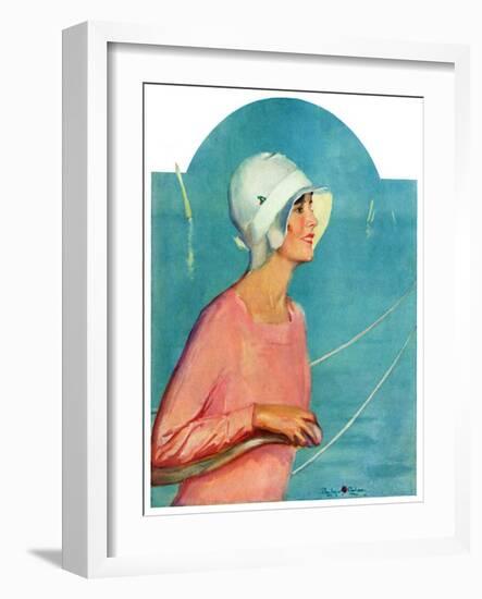 "Woman at the Rudder,"August 17, 1929-Penrhyn Stanlaws-Framed Giclee Print