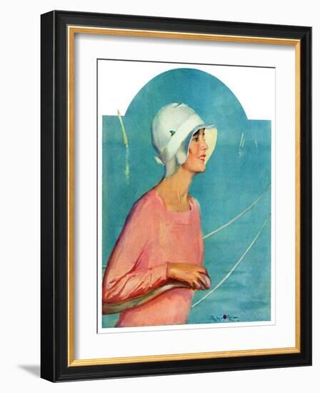 "Woman at the Rudder,"August 17, 1929-Penrhyn Stanlaws-Framed Giclee Print