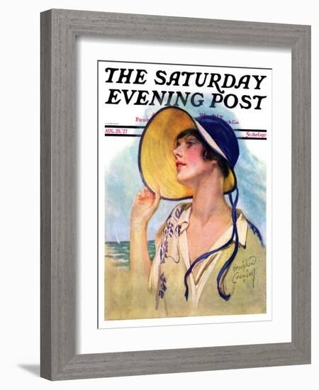 "Woman at the Shore," Saturday Evening Post Cover, August 20, 1927-Bradshaw Crandall-Framed Giclee Print