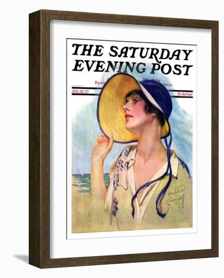 "Woman at the Shore," Saturday Evening Post Cover, August 20, 1927-Bradshaw Crandall-Framed Giclee Print