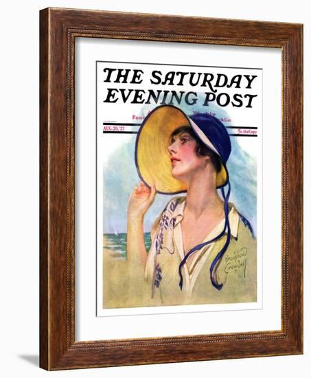 "Woman at the Shore," Saturday Evening Post Cover, August 20, 1927-Bradshaw Crandall-Framed Giclee Print