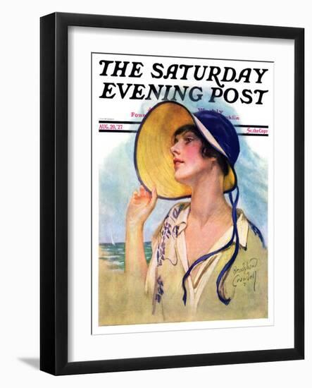 "Woman at the Shore," Saturday Evening Post Cover, August 20, 1927-Bradshaw Crandall-Framed Giclee Print