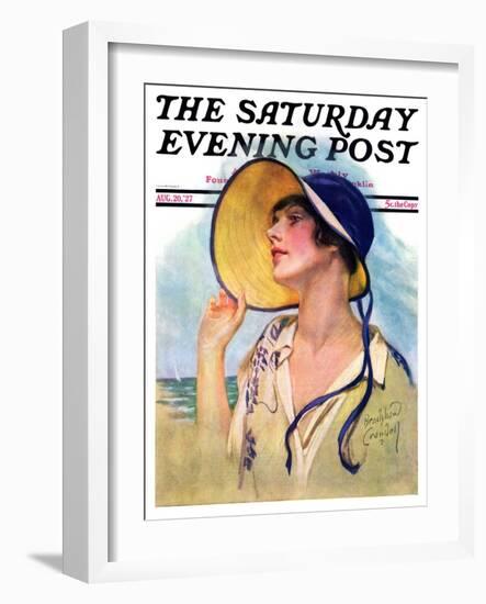 "Woman at the Shore," Saturday Evening Post Cover, August 20, 1927-Bradshaw Crandall-Framed Giclee Print