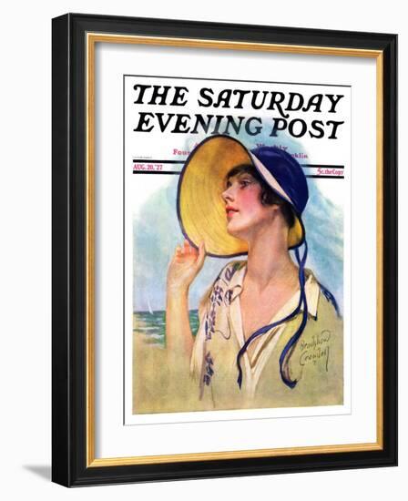 "Woman at the Shore," Saturday Evening Post Cover, August 20, 1927-Bradshaw Crandall-Framed Giclee Print