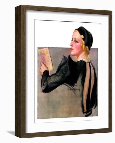 "Woman at the Theater,"April 13, 1935-Bradshaw Crandall-Framed Giclee Print