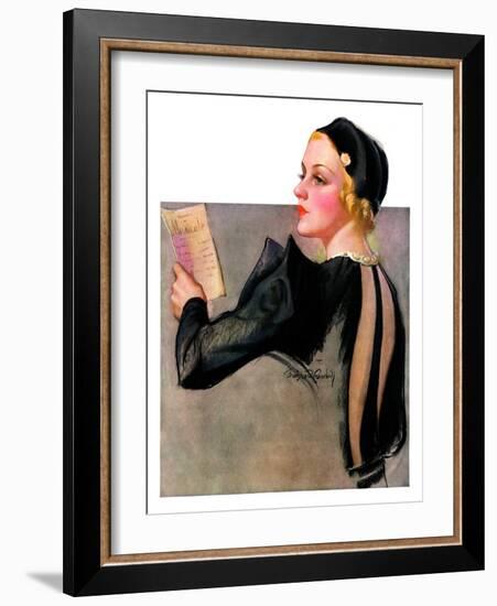 "Woman at the Theater,"April 13, 1935-Bradshaw Crandall-Framed Giclee Print