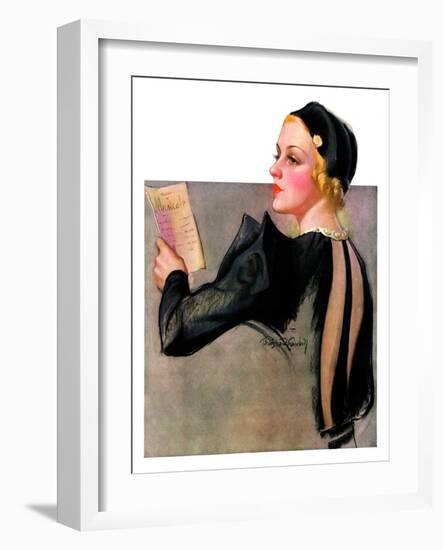 "Woman at the Theater,"April 13, 1935-Bradshaw Crandall-Framed Giclee Print