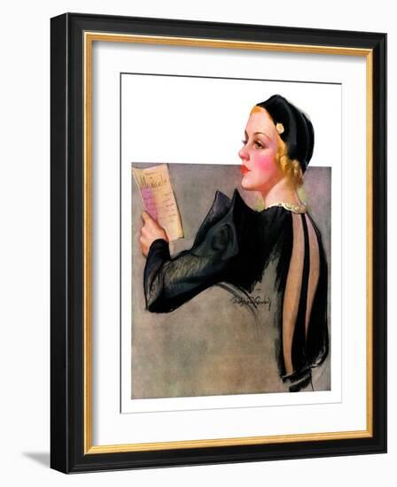 "Woman at the Theater,"April 13, 1935-Bradshaw Crandall-Framed Giclee Print