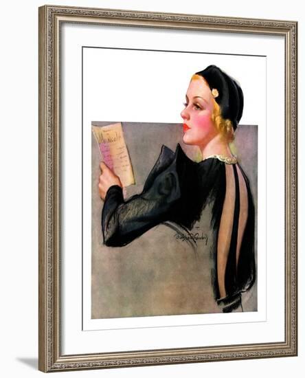 "Woman at the Theater,"April 13, 1935-Bradshaw Crandall-Framed Giclee Print