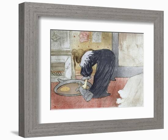Woman at the Tub (From the Elles Suite) - Femme Au Bain - Peinture De Henri De Toulouse Lautrec (To-Henri de Toulouse-Lautrec-Framed Giclee Print