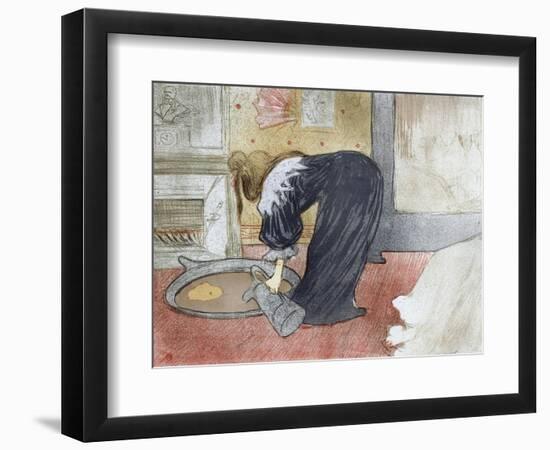 Woman at the Tub (From the Elles Suite) - Femme Au Bain - Peinture De Henri De Toulouse Lautrec (To-Henri de Toulouse-Lautrec-Framed Giclee Print