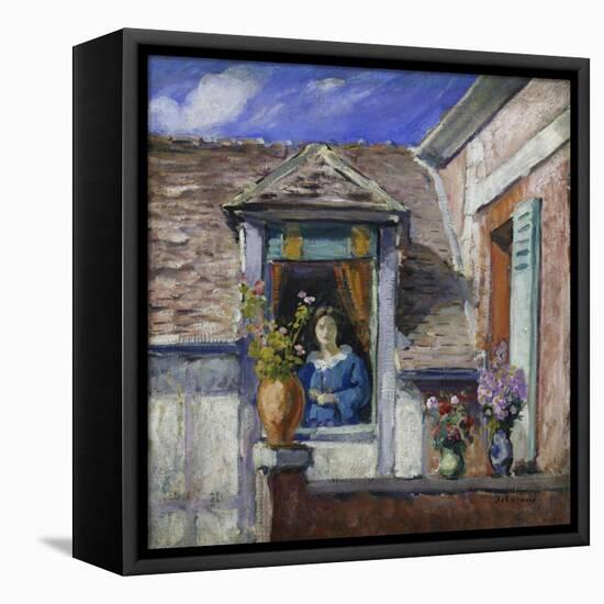 Woman at the Window (Femme a La Fenetre)-Henri Lebasque-Framed Premier Image Canvas