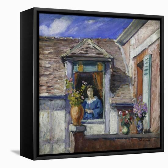 Woman at the Window; Femme a La Fenetre-Henri Lebasque-Framed Premier Image Canvas