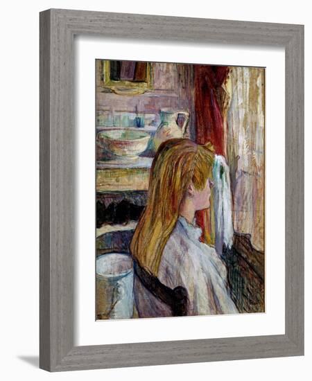 Woman at the Window. (Oil on Paper)-Henri de Toulouse-Lautrec-Framed Giclee Print