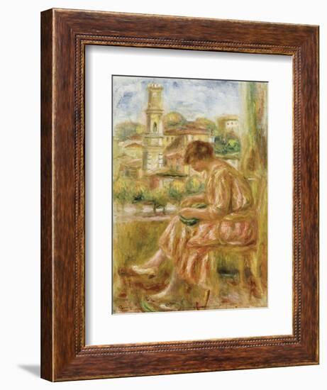 Woman at the Window with a View of Old Nice, 1918-Pierre-Auguste Renoir-Framed Giclee Print